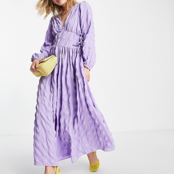 ASOS Design Lilac Gathered Waist Maxi Dress - Picture 1 of 4